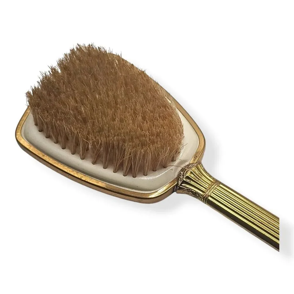 Vtg Vanity Set‎ Hand Mirror And Brush Floral Gold